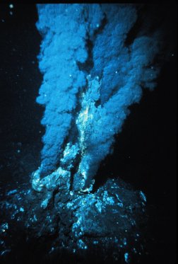 Black Smoker. This jet of hot mineral-laden water from the Atlantic seafloor has built its own chimney (P. Rona OAR/National Undersea Research Program (NURP); NOAA).