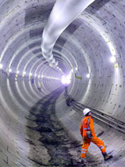 Geologist in a tunnel